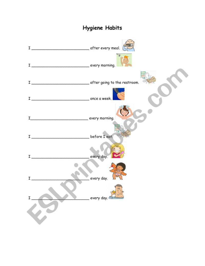 Hygiene Habits worksheet