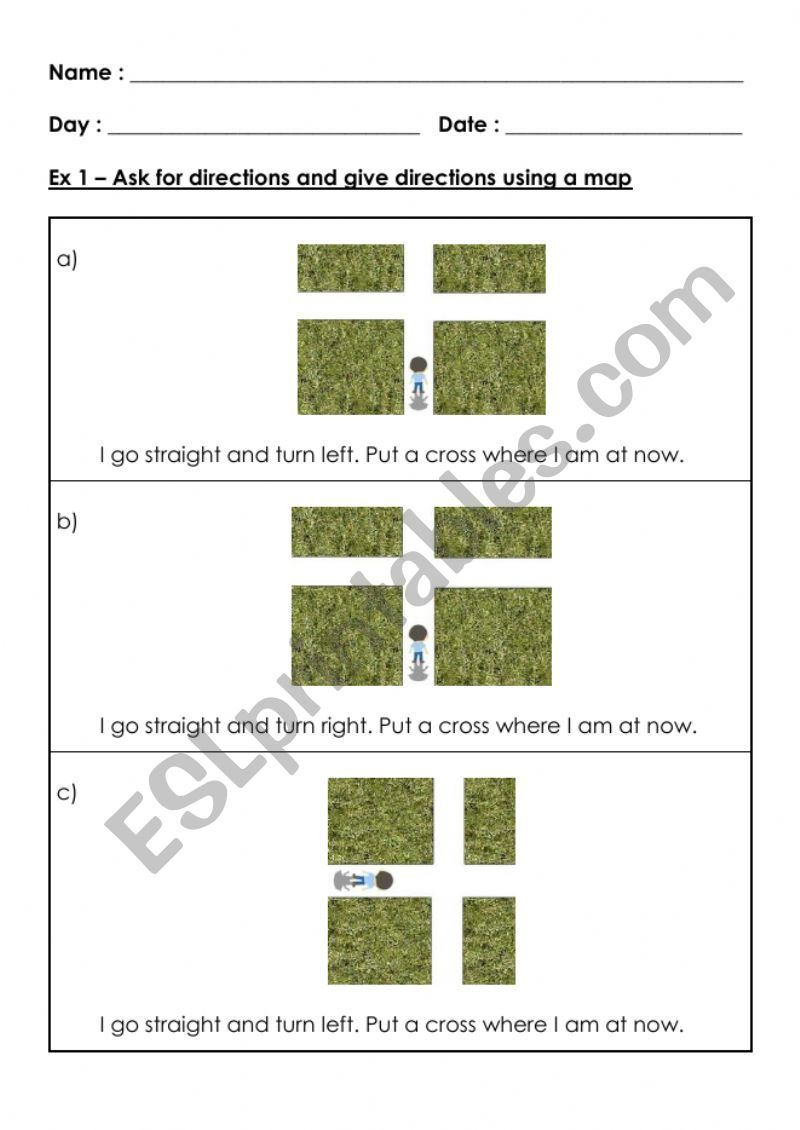 Reading instruction turning left and right