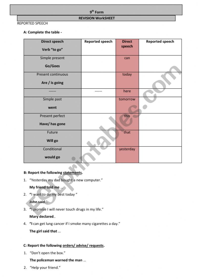 Grammar work - level 5 worksheet