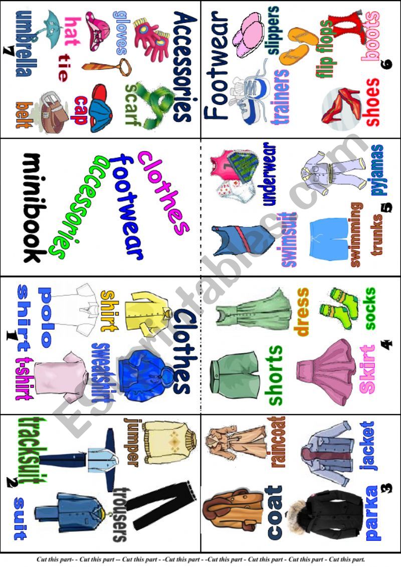 Clothes and accessories minibook