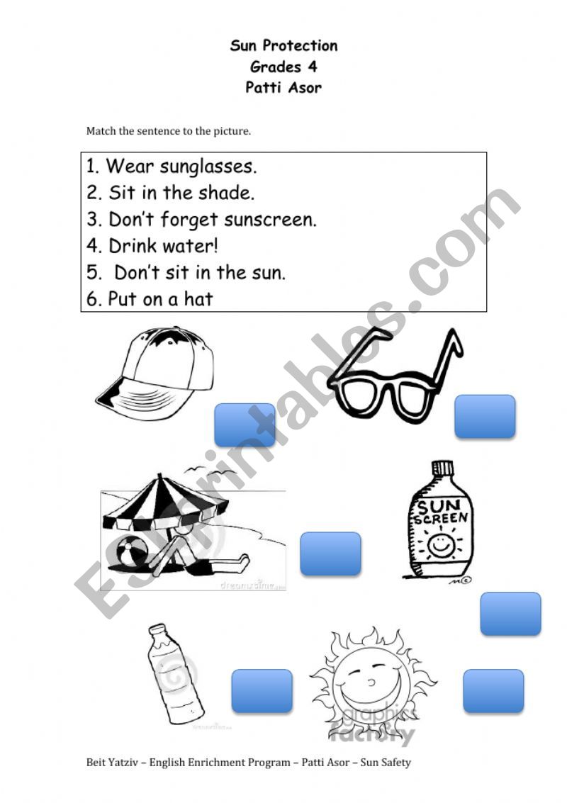 Sun Protection worksheet