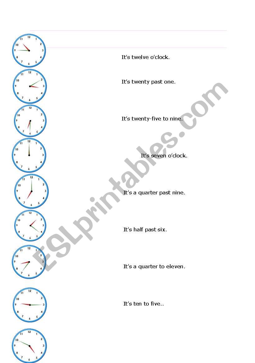 the time worksheet