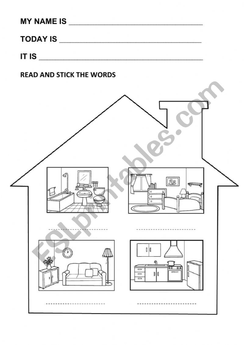 Rooms in the house worksheet