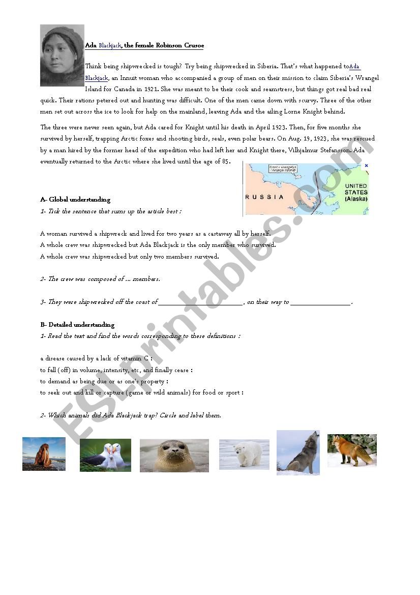 Shipwreck worksheet