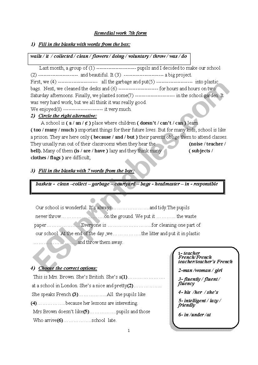 remedial work 7th form ( part 5 )