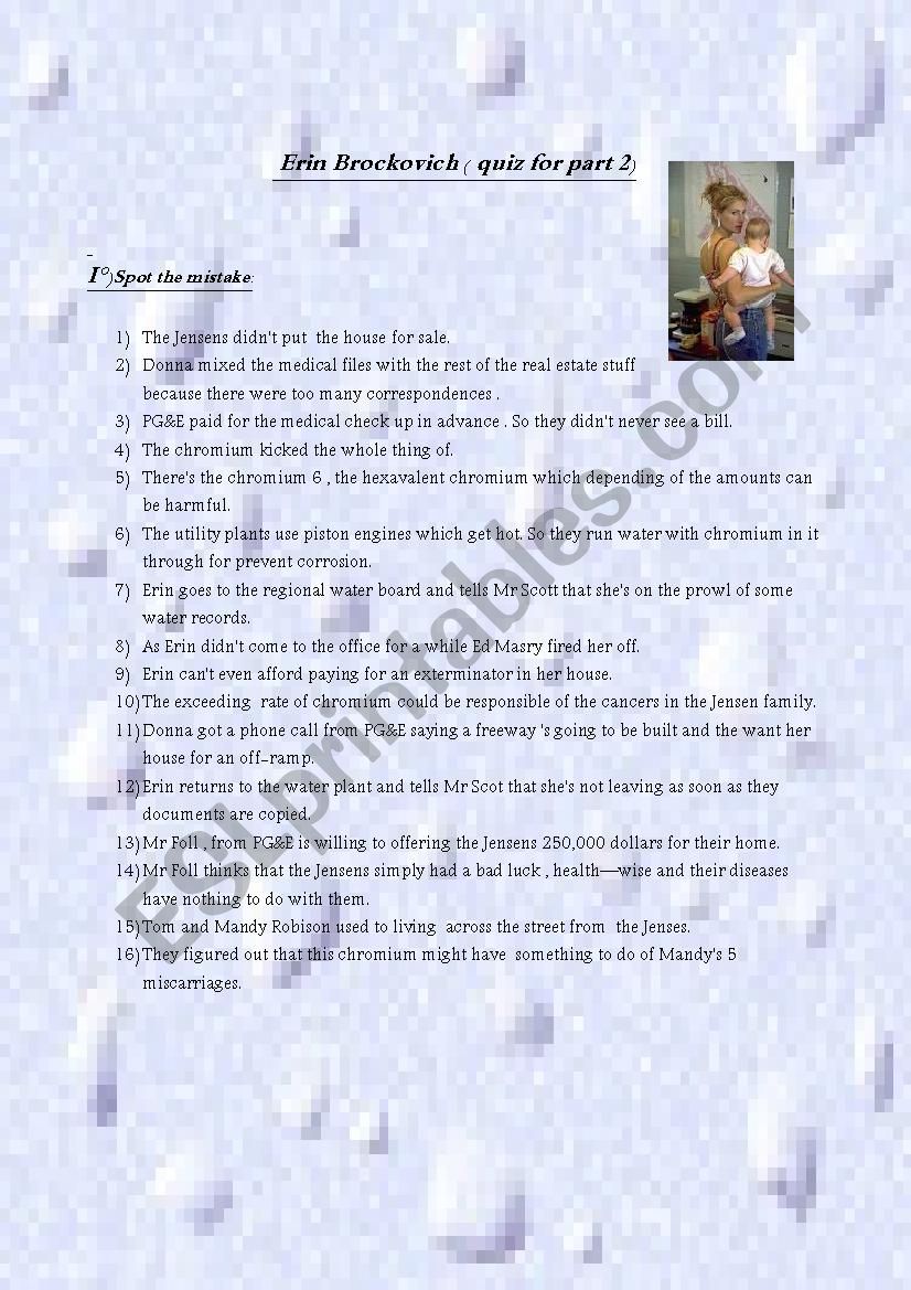 Film Erin Brockovich part 2 worksheet