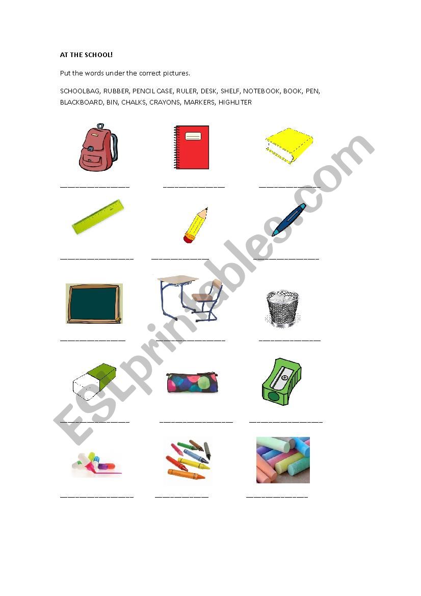 At the school! worksheet