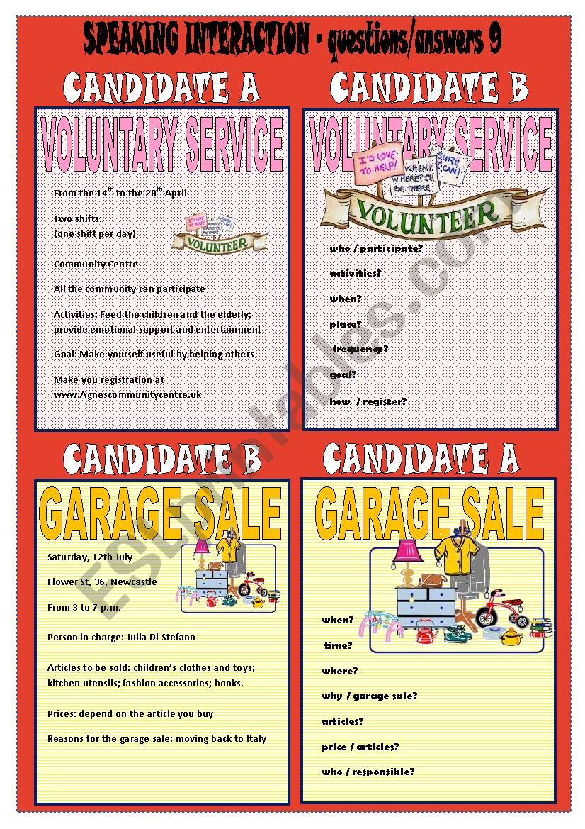 Speaking cards - 9 (10) worksheet