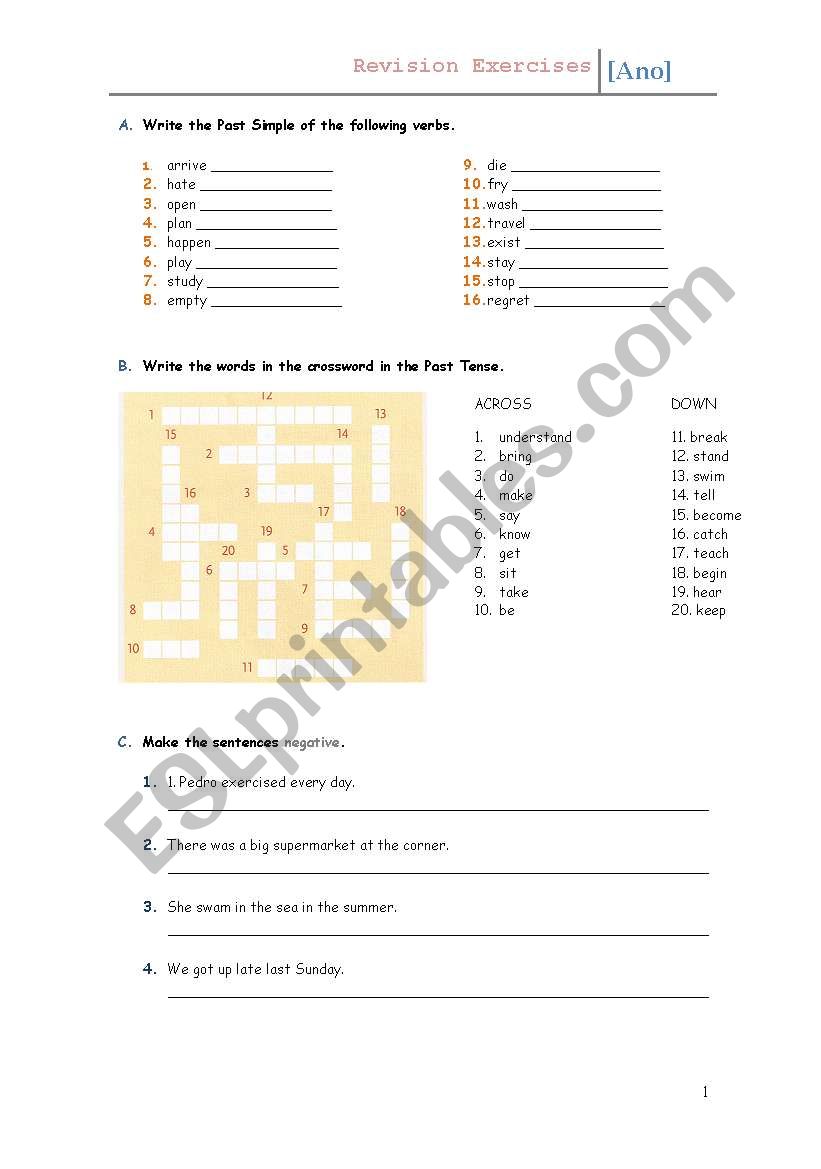 Revision Exercises worksheet