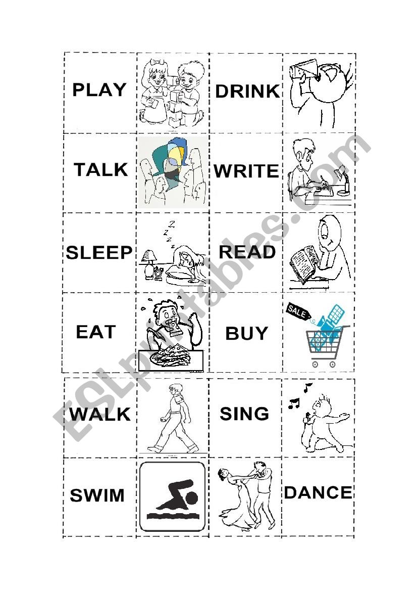 Memory Game Verbs worksheet