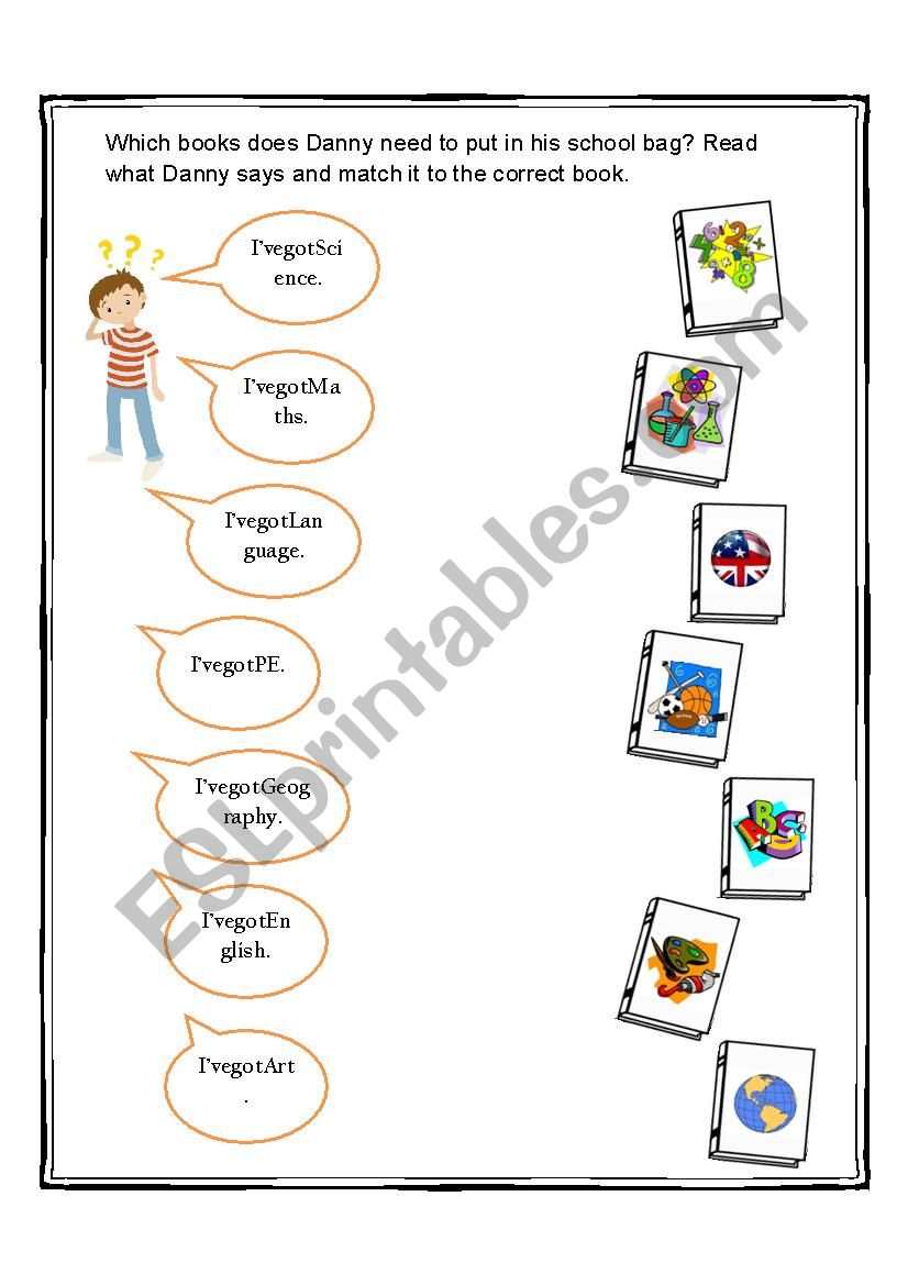 School Subjects Matching worksheet