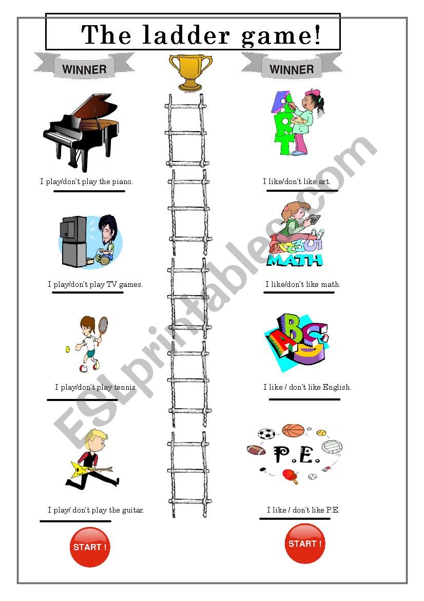 Ladder game - I like/I play worksheet