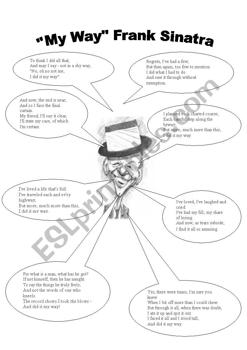 My way Frank Sinatra worksheet