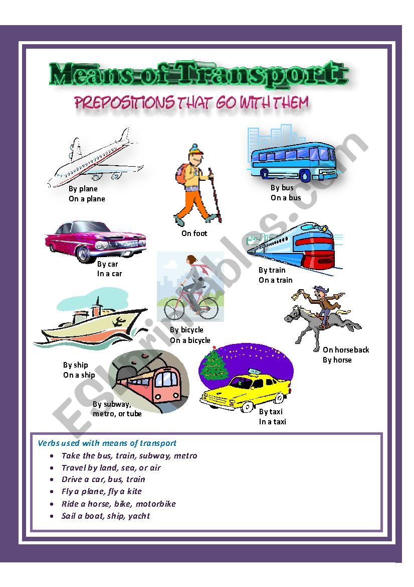 Means of Transport worksheet