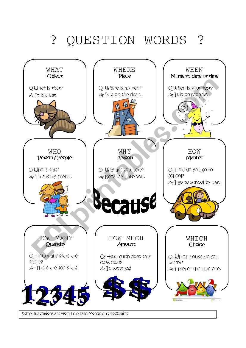 Question words worksheet