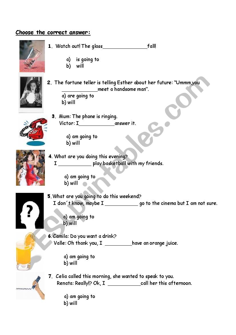 Will or going to worksheet