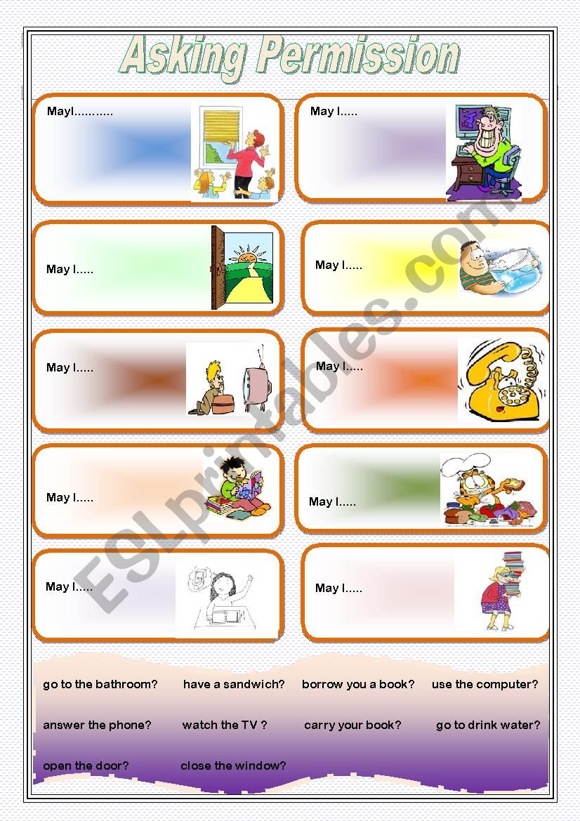 Aasking for permission worksheet