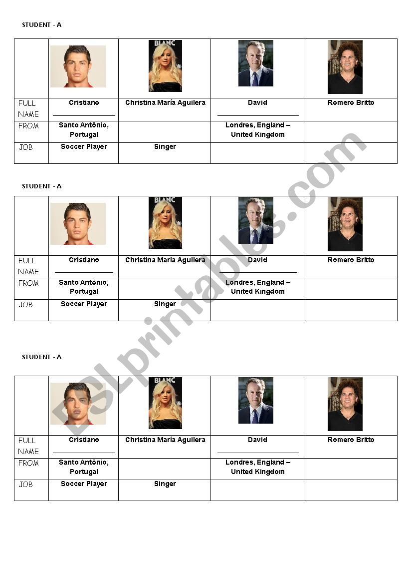 Talking baout famous people worksheet