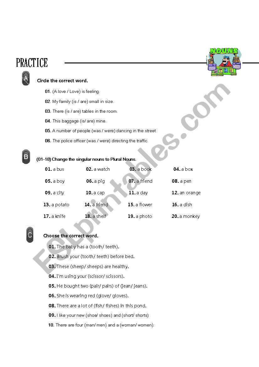 Nouns worksheet