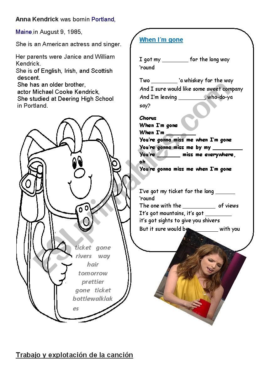 SONG FOR KIDS worksheet