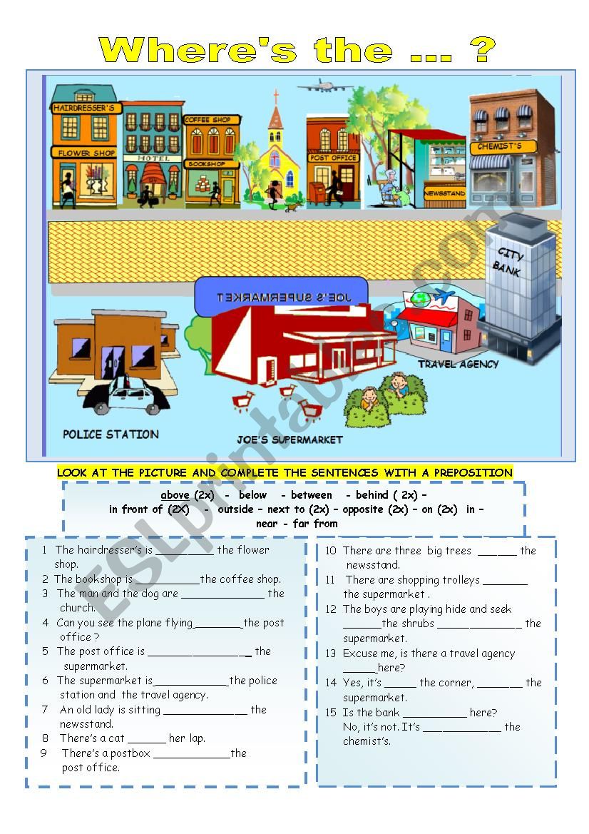 Prepositions of location worksheet