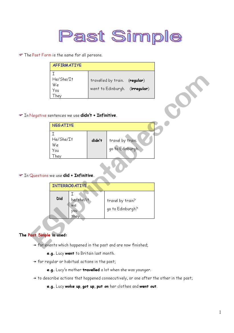 Past Simple worksheet