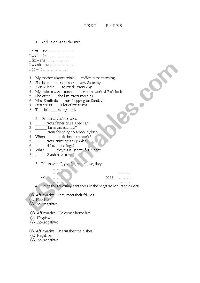 Present Simple worksheet