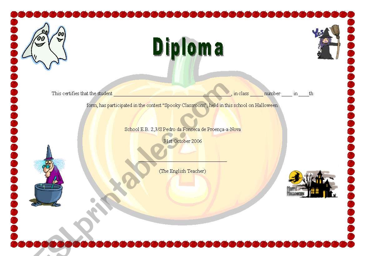 Diploma Halloween 2 worksheet