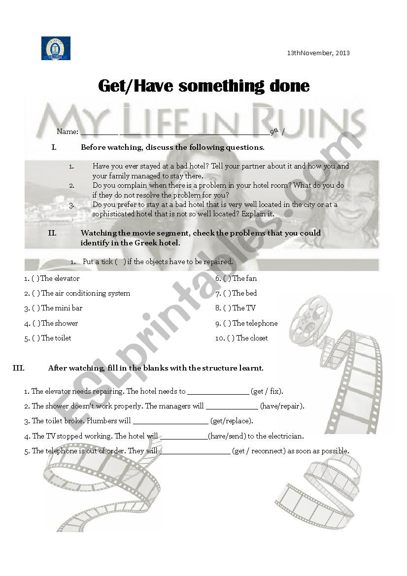 get /have something done  worksheet