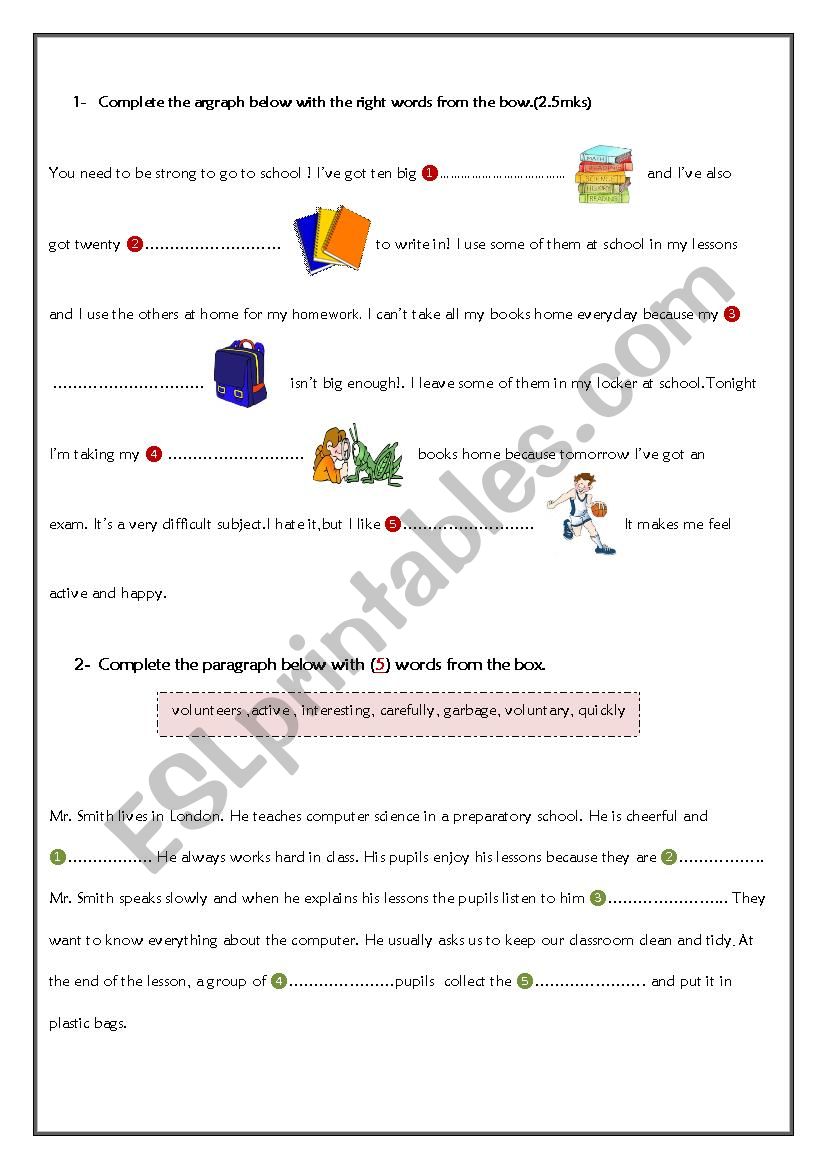 End of term test 3 7th form worksheet