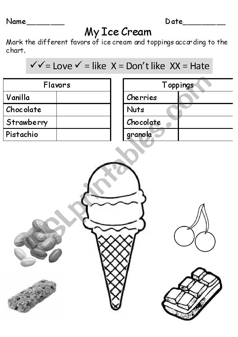 My Ice Cream worksheet