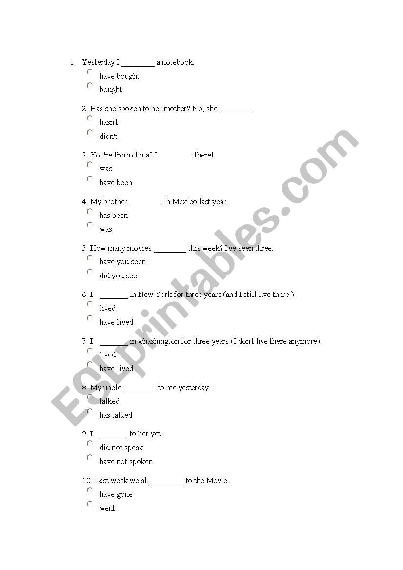 SIMPLE PRESENT worksheet