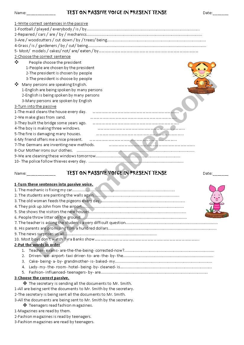 Passive Voice worksheet