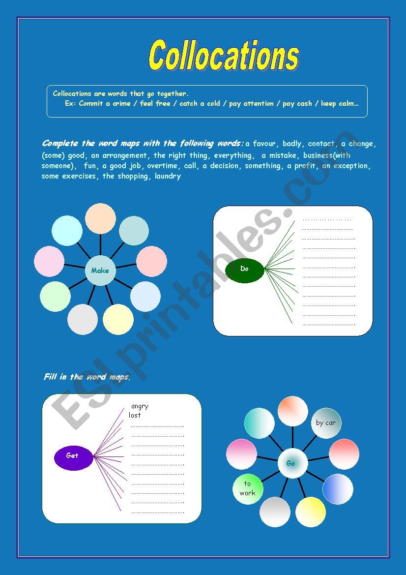 Collocations  worksheet