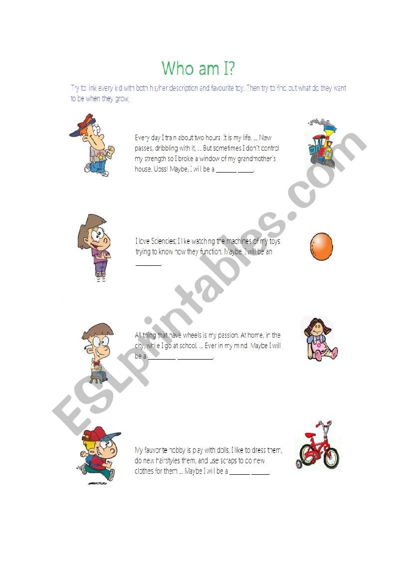 Who am I? worksheet