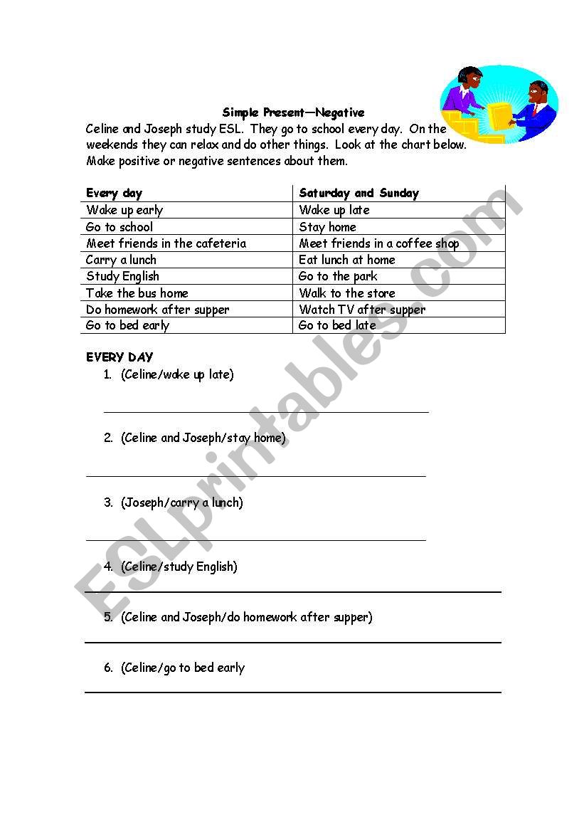 Present tense negative worksheet