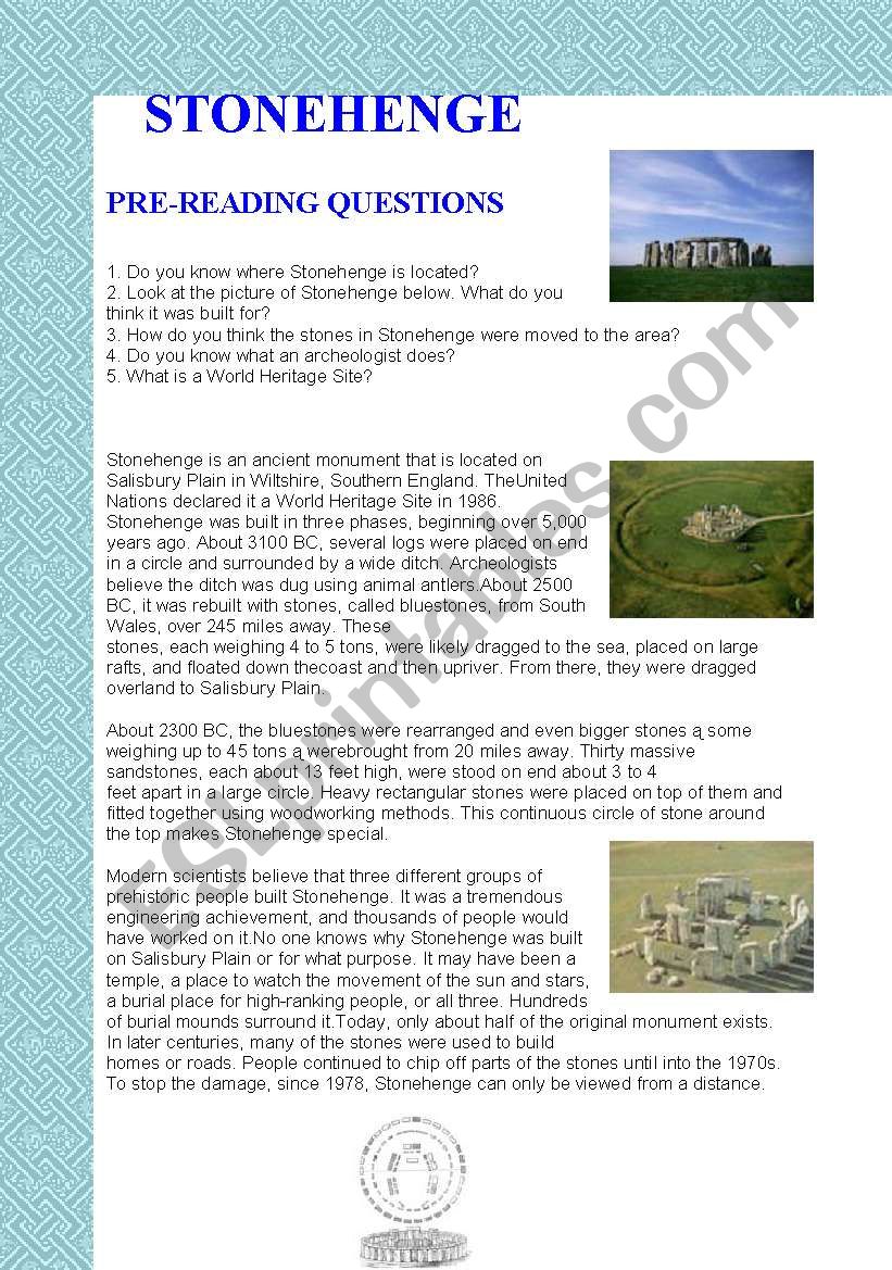 Stonehenge worksheet