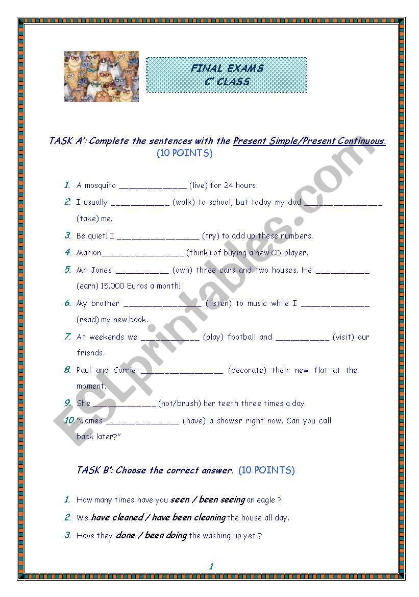 grammar final c class worksheet