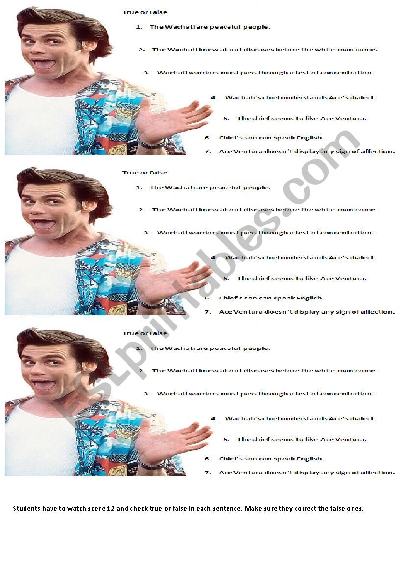 Ace Ventura 2 worksheet