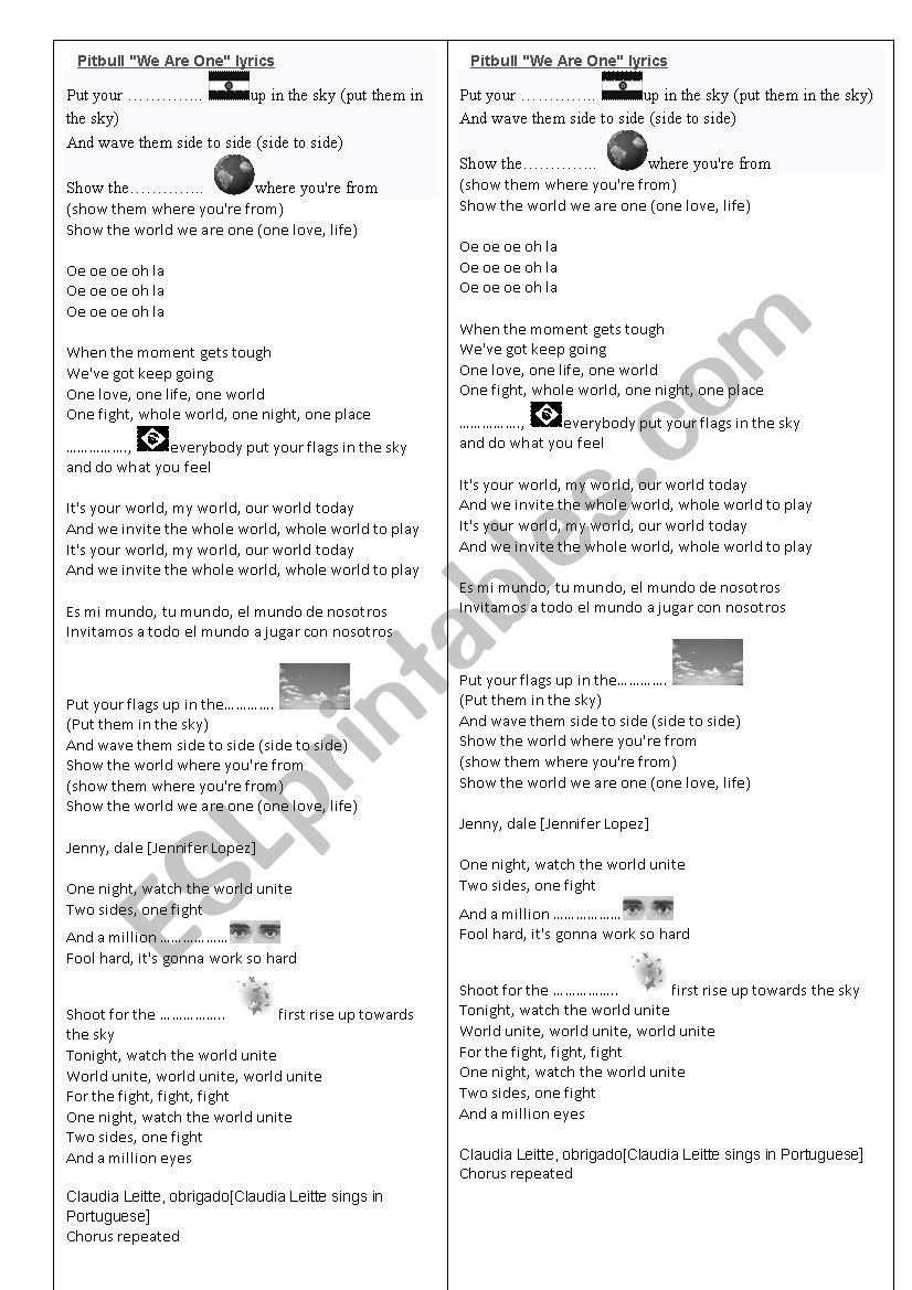 WORLD CUP SONG worksheet
