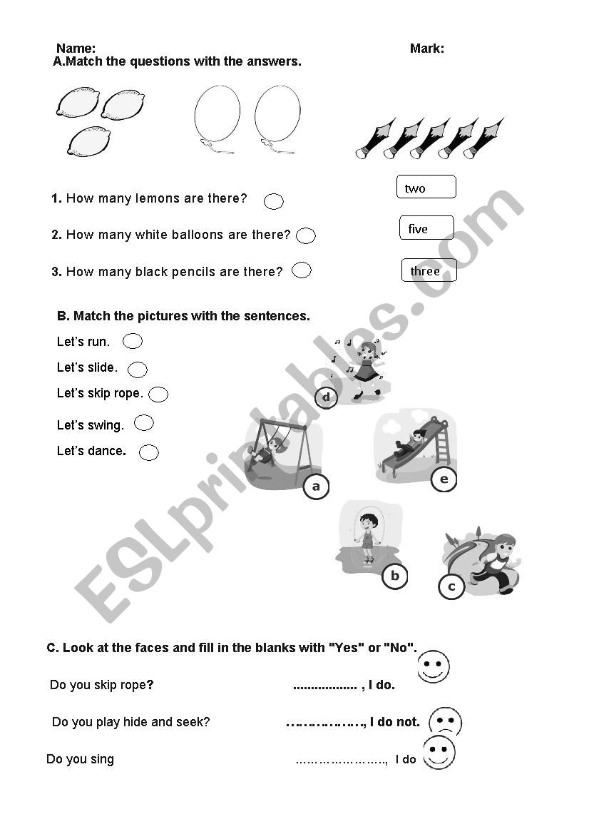 exam worksheet