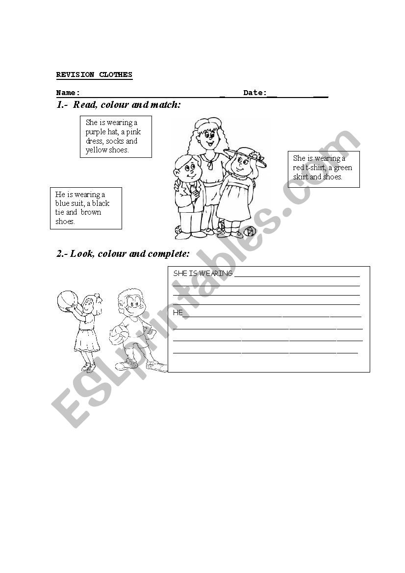 CLOTHES worksheet