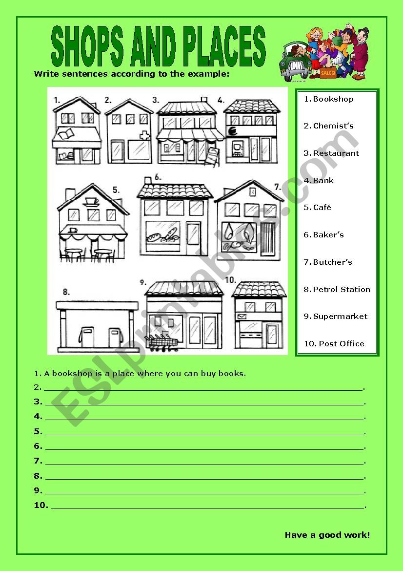 Shops and Places:2 worksheet