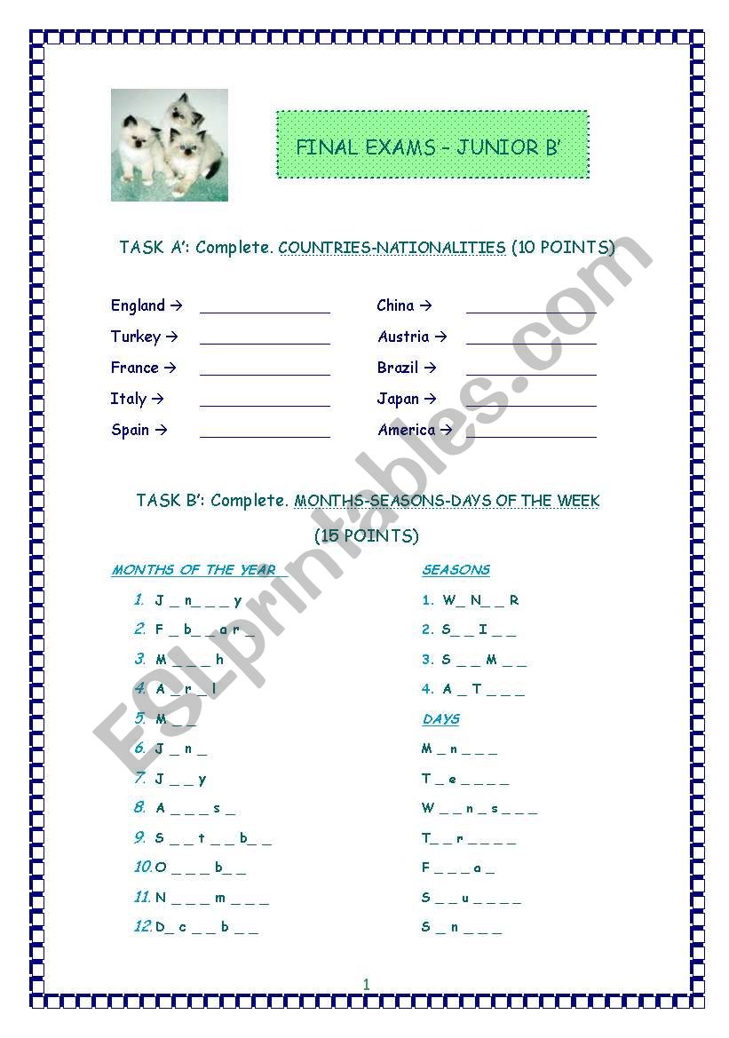 FINAL VOCABULARY JUNIOR worksheet