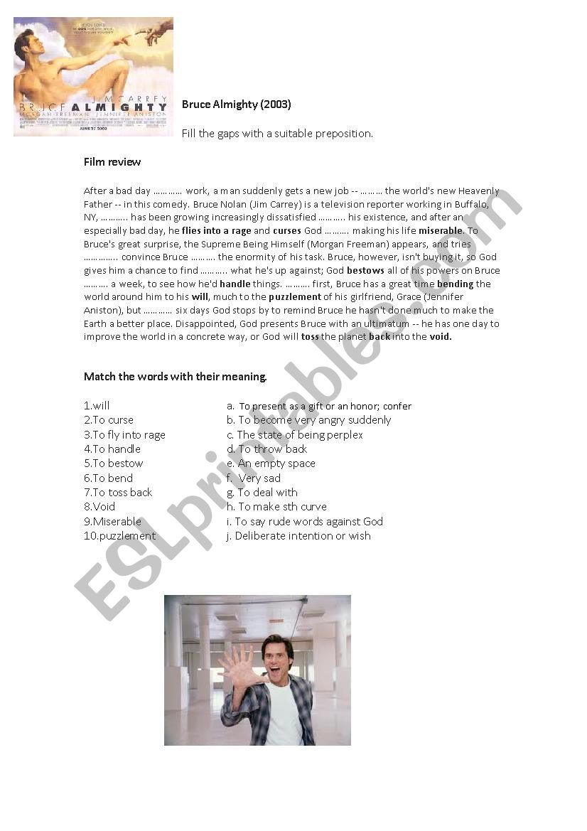 Movie Worksheet Bruce-almighty