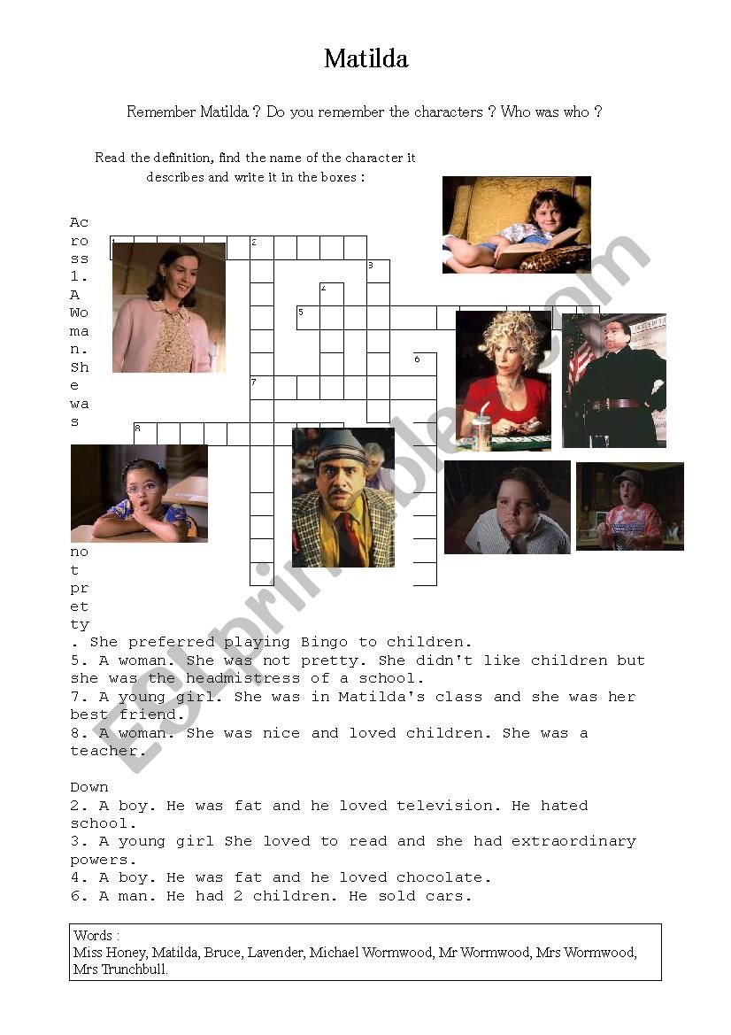 Mathilda - Character crosswords