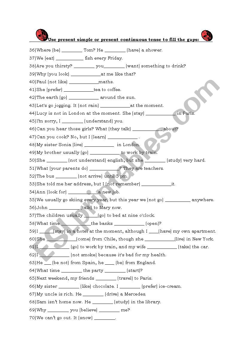 Present Continuous or Present Simple Tense - Part 2