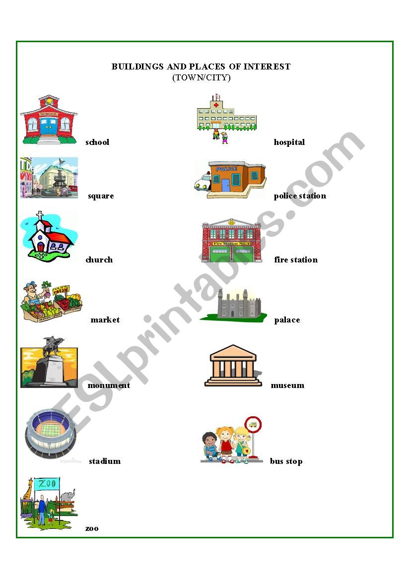 Buildings of interest - town/city