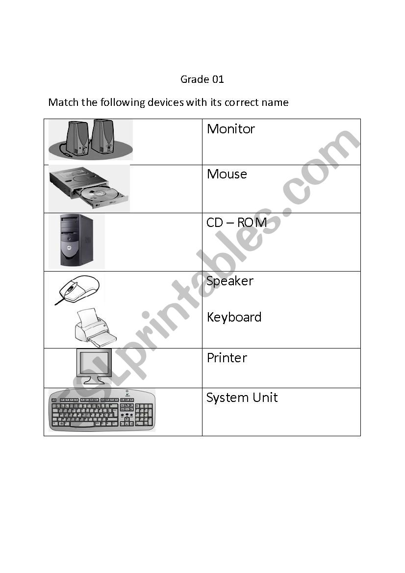 Computer worksheet