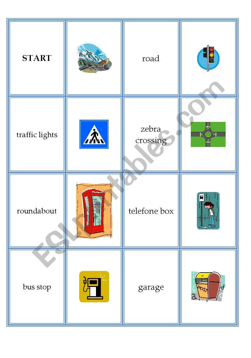 City domino cards worksheet